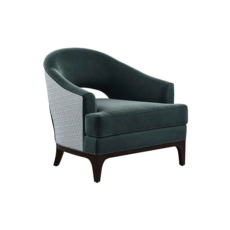 Contemporary lounge chair Boston in green velvet