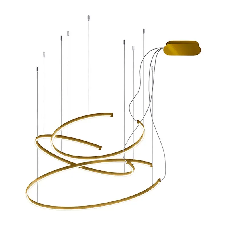 Contemporary dimmable lighting system Lemonia in gold finish